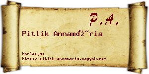 Pitlik Annamária névjegykártya