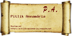 Pitlik Annamária névjegykártya